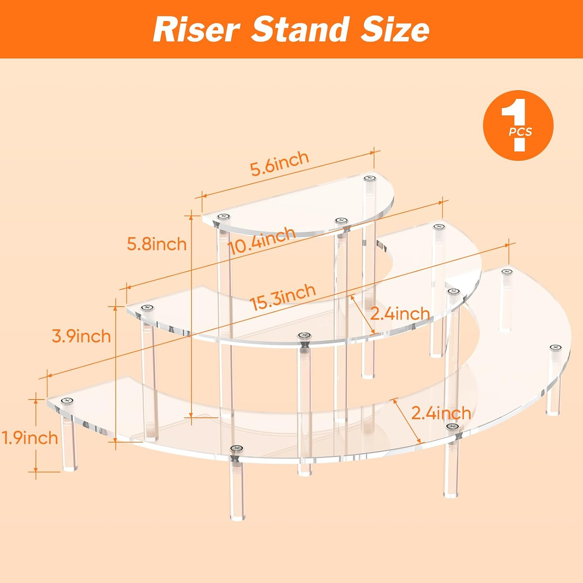 Kittiwake Displayware Half-Moon Acrylic Tiered Stand additional product photo