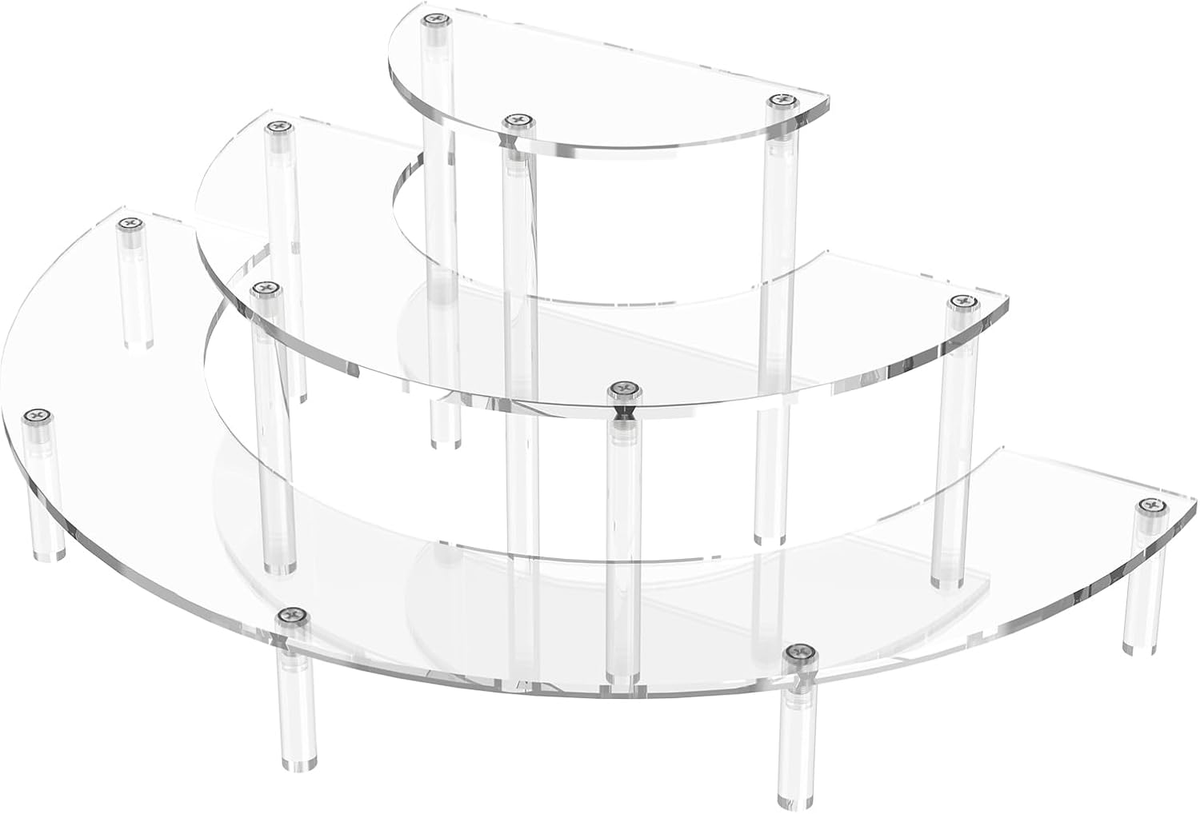 Kittiwake Displayware Half-Moon Acrylic Tiered Stand studio product photo