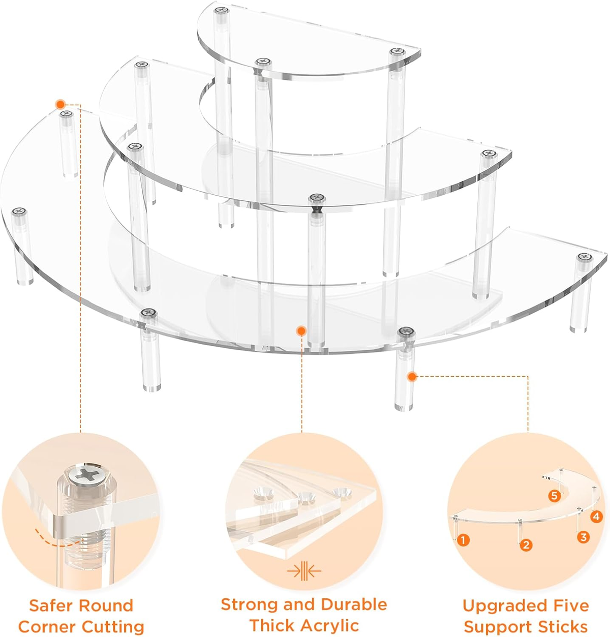 Kittiwake Displayware Half-Moon Acrylic Tiered Stand additional product photo