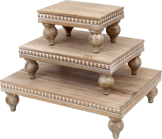 Kittiwake Displayware Beaded Wood Pedestal Risers studio product photo