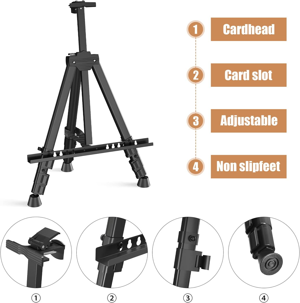 Kittiwake Displayware Black Aluminum Tripod Easel with Carry Bag additional product photo