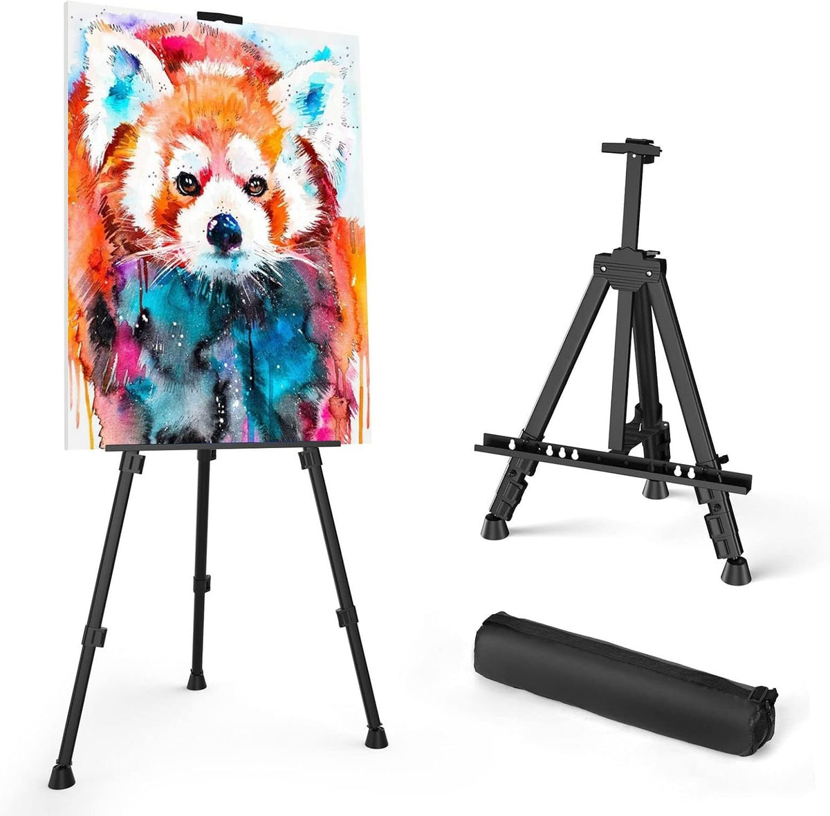 Kittiwake Displayware Black Aluminum Tripod Easel with Carry Bag studio product photo