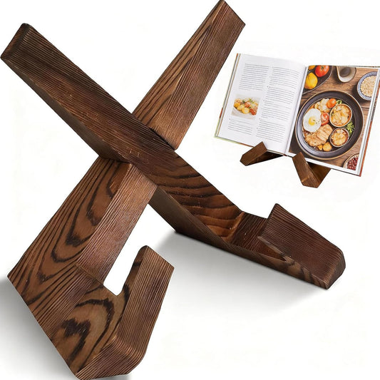 Kittiwake Displayware Carbonized Wood Cross Cookbook Stand studio product photo