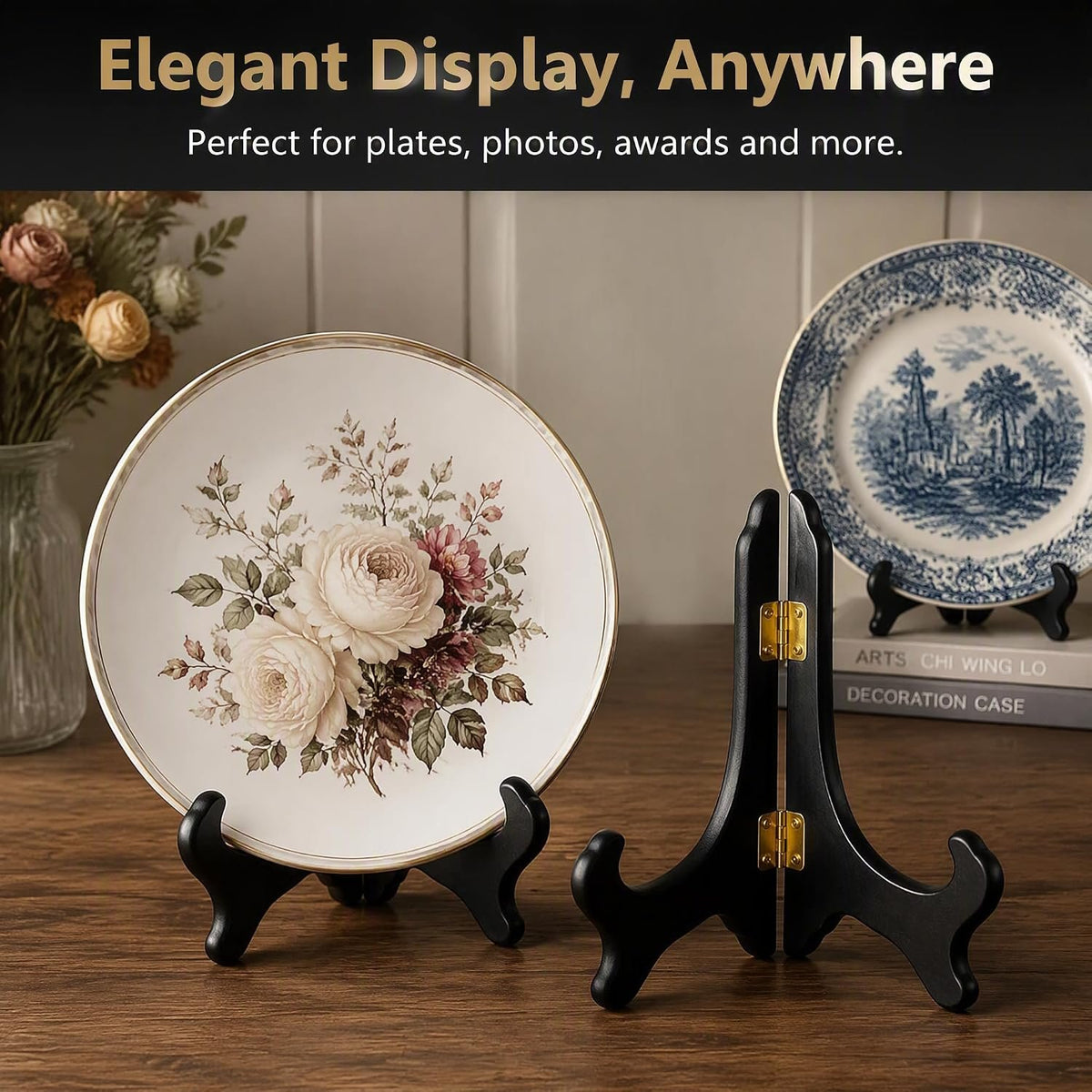 Kittiwake Displayware Black Wooden Easel Plate Holders additional product photo