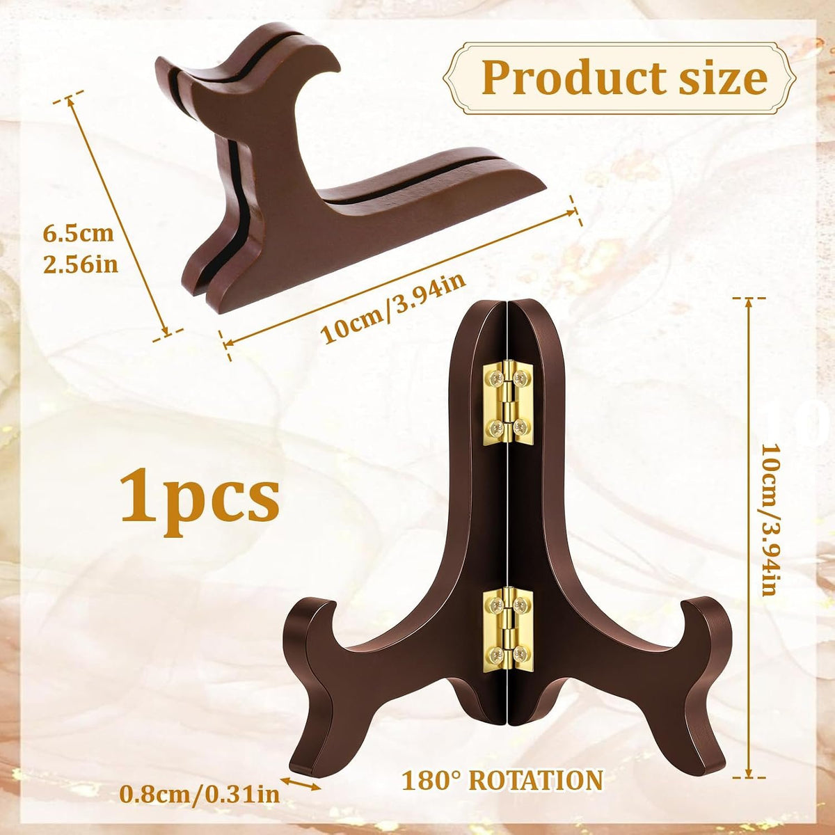 Kittiwake Displayware Brown Wood Plate Stand with Gold Hinges additional product photo